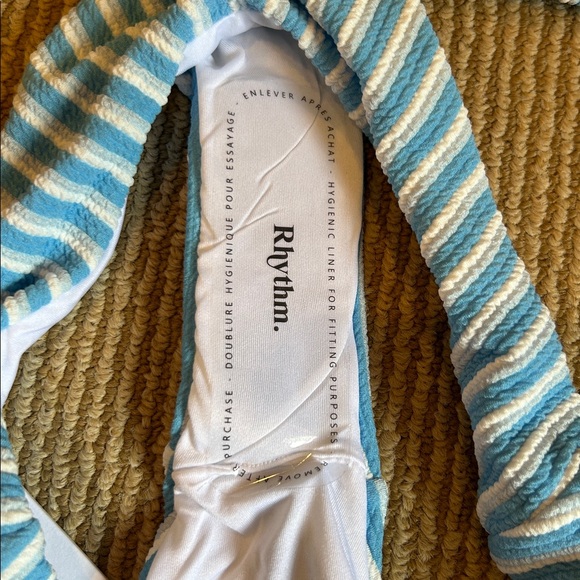 NWT Free people Rhythm Blue and White Striped ribbed bikini set - Picture 12 of 14